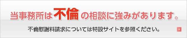 当事務所は不倫の相談に強みがあります。不倫慰謝料請求については特設サイトを参照ください。